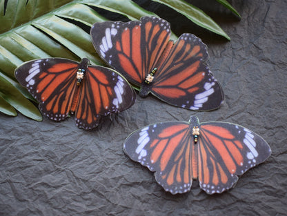 Silk Monarch butterfly hair clips or brooch