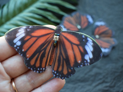 Silk Monarch butterfly hair clips or brooch