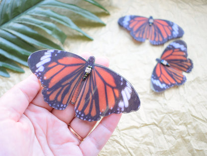 Silk Monarch butterfly hair clips or brooch