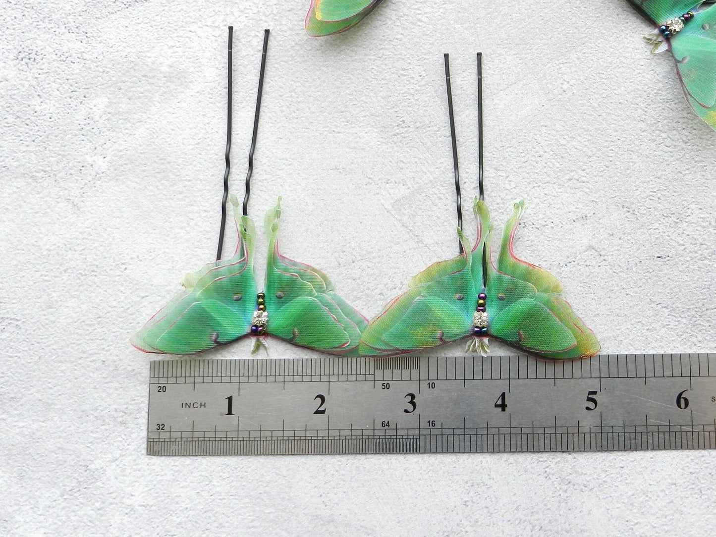 Silk luna moth butterflies hair pins