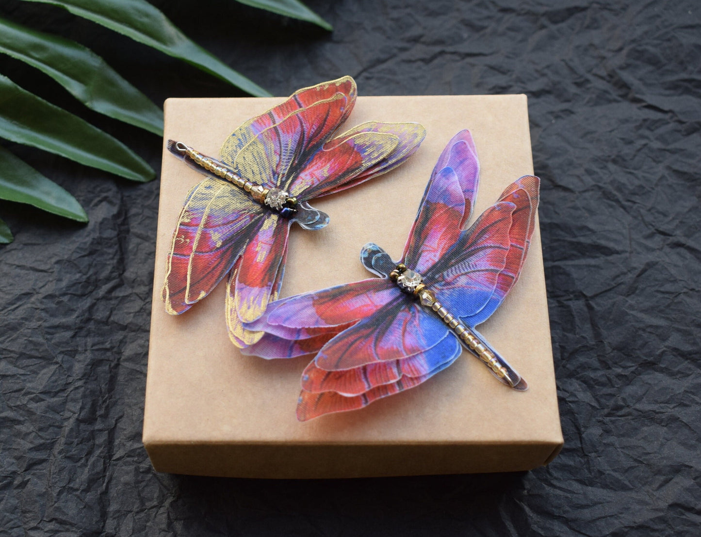 Bright Silk Dragonfly Hair Pins