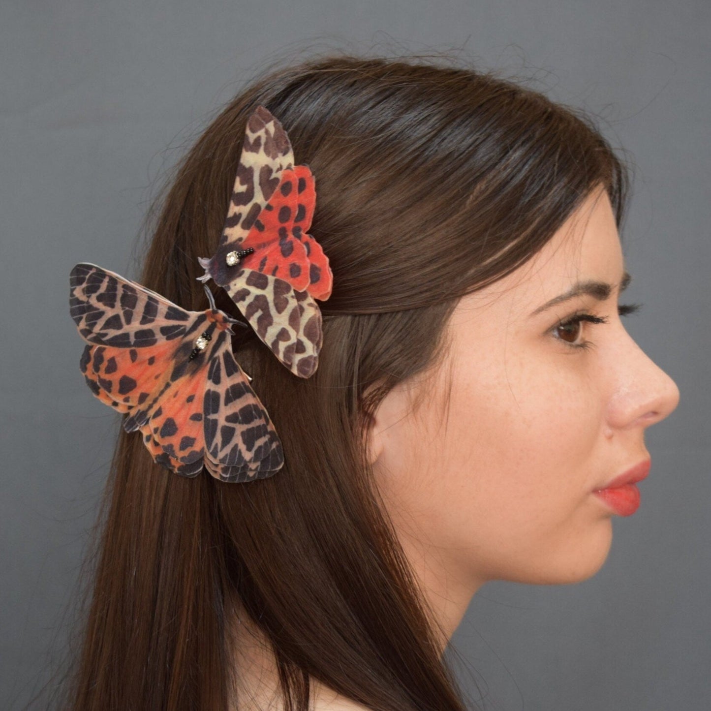 Leopard Butterfly Silk Hair Clips or Brooch