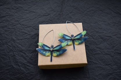 Silk Green Dragonfly Earrings