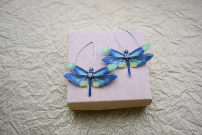 Silk Green Dragonfly Earrings