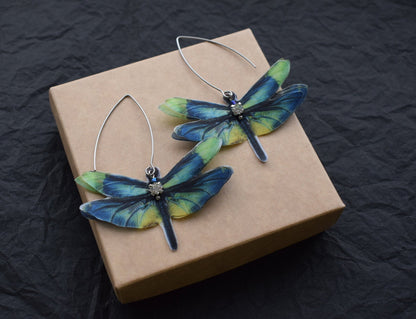 Silk Green Dragonfly Earrings