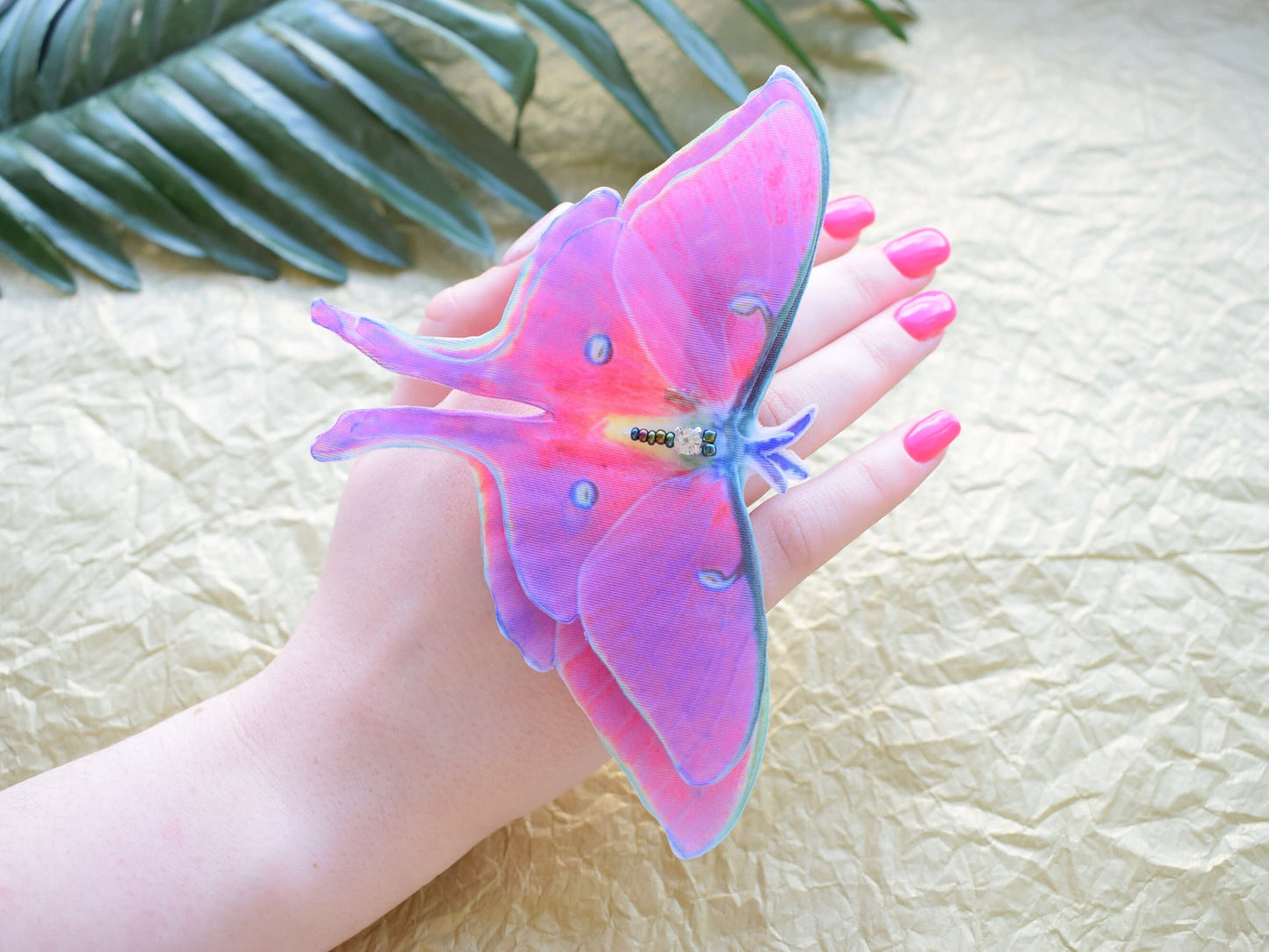 Fuchsia Luna Moth Large Hair Clips