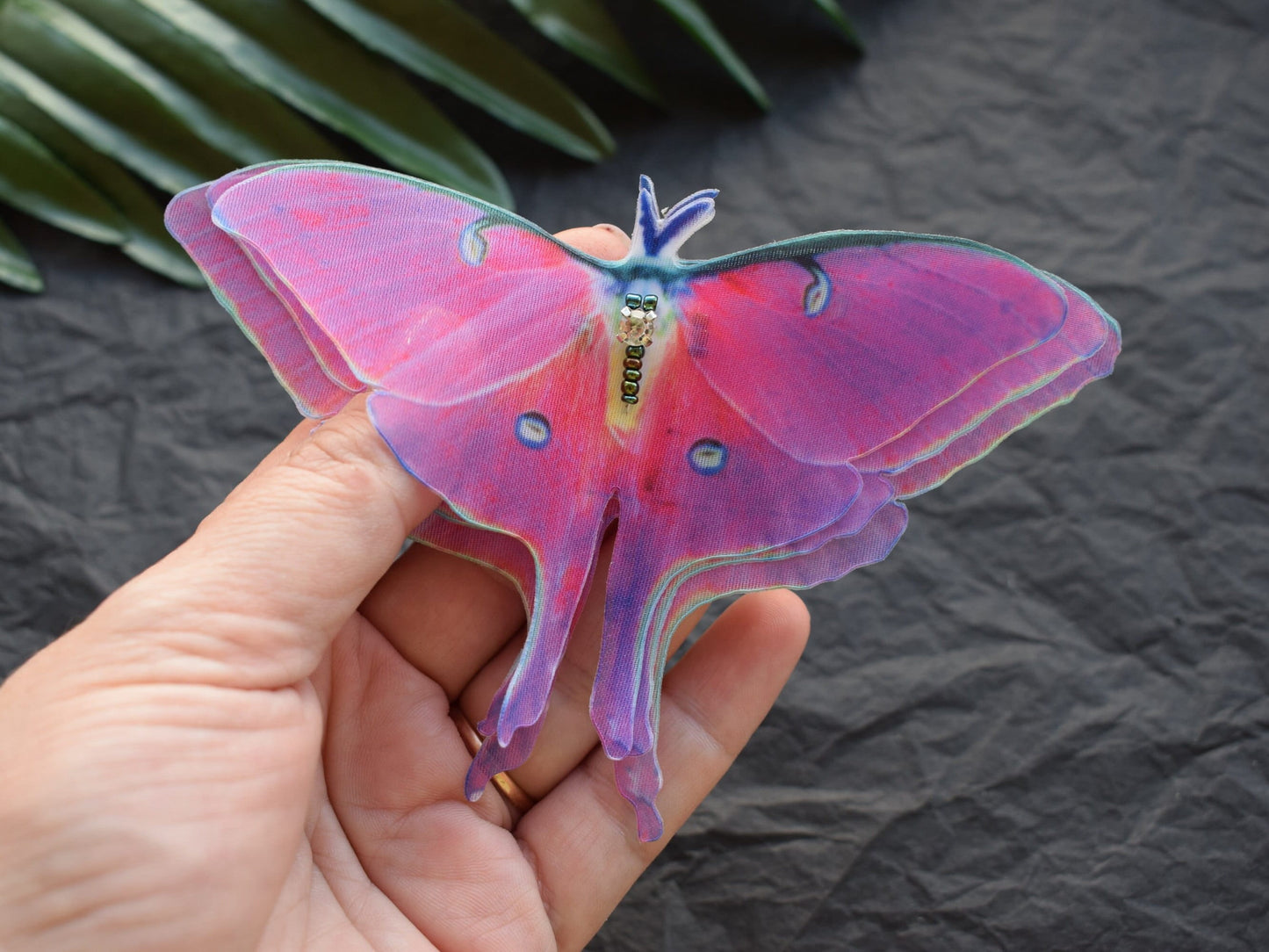 Fuchsia Luna Moth Large Hair Clips