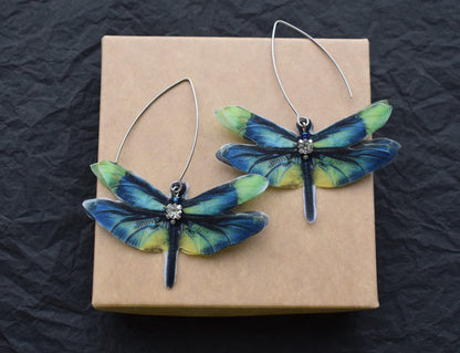 Silk Green Dragonfly Earrings