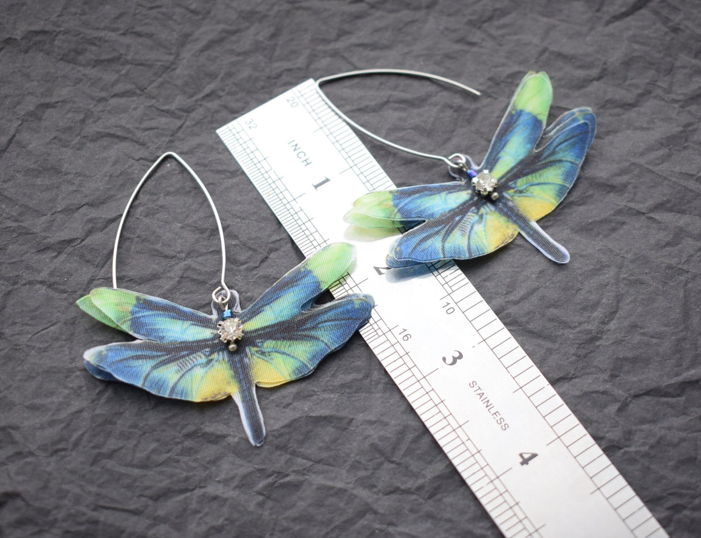 Silk Green Dragonfly Earrings