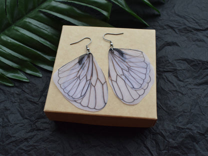 Silk dragonfly wings drop earrings