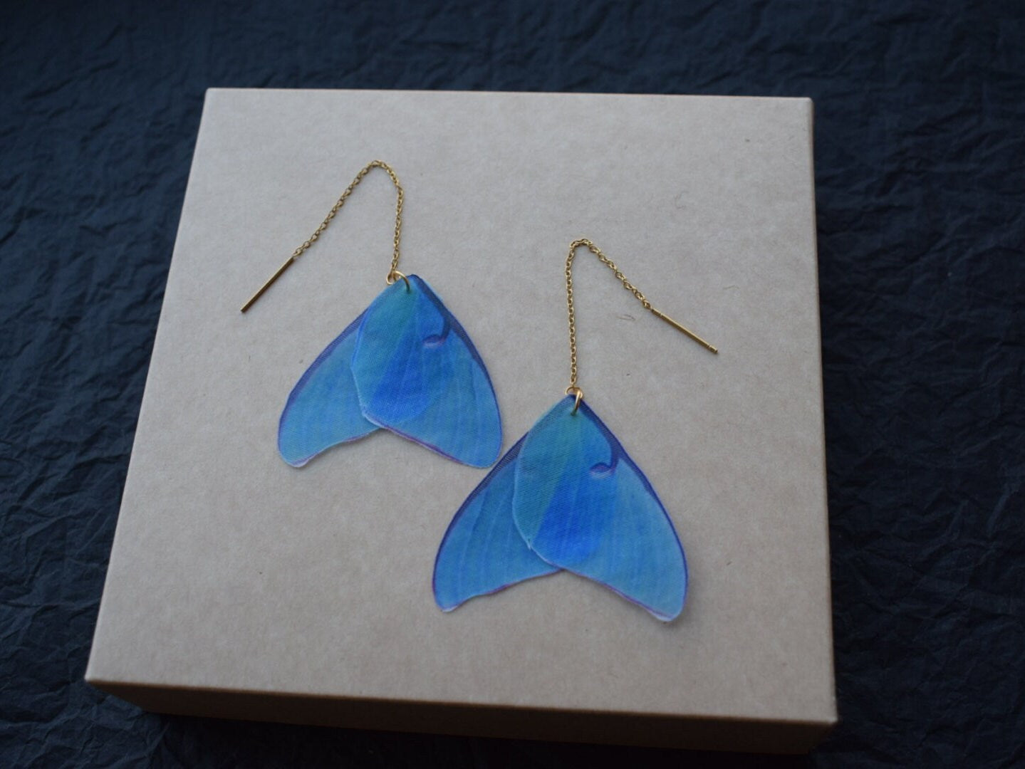 Mermaid's tail silk drop threader earrings