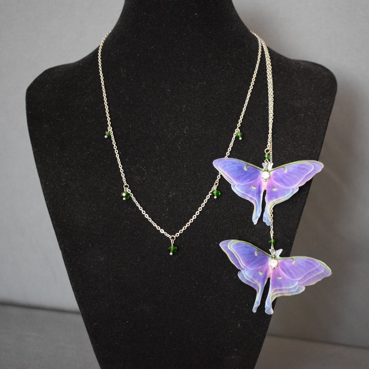 Purple Luna Moth Backdrop Necklace