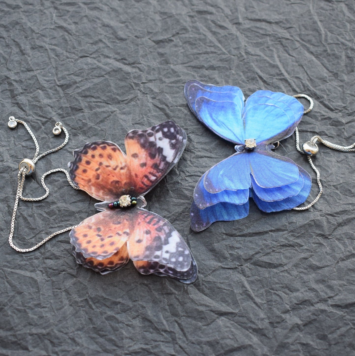 Silk butterfly adjustable bracelet