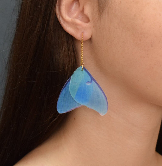 Mermaid's tail silk drop threader earrings