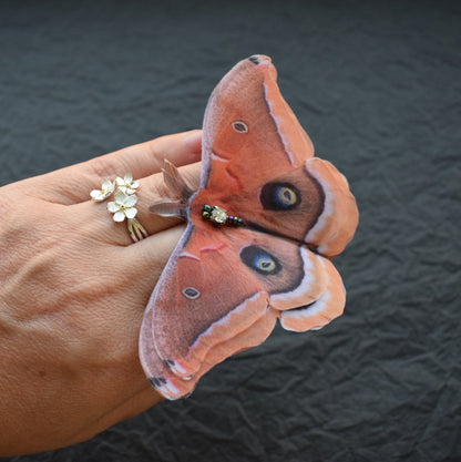 Silk Polyphemus Moth brown butterfly hair clips or brooch