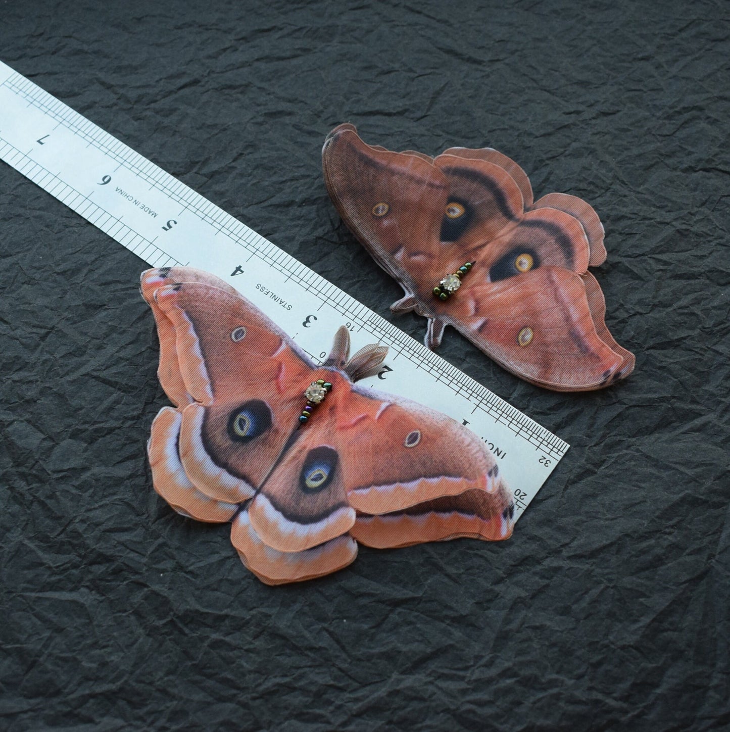 Silk Polyphemus Moth brown butterfly hair clips or brooch