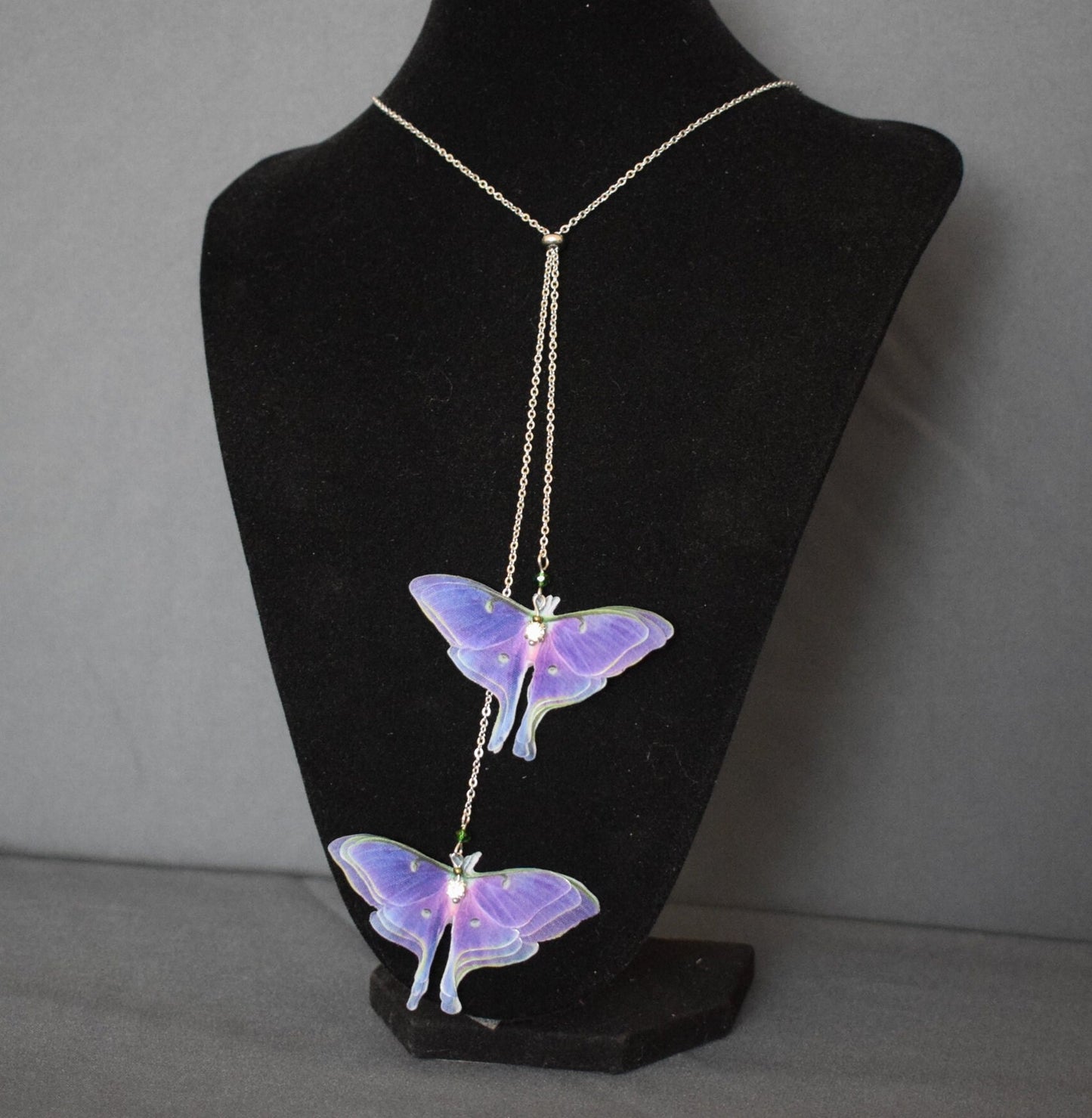 Purple Luna Moth Backdrop Necklace