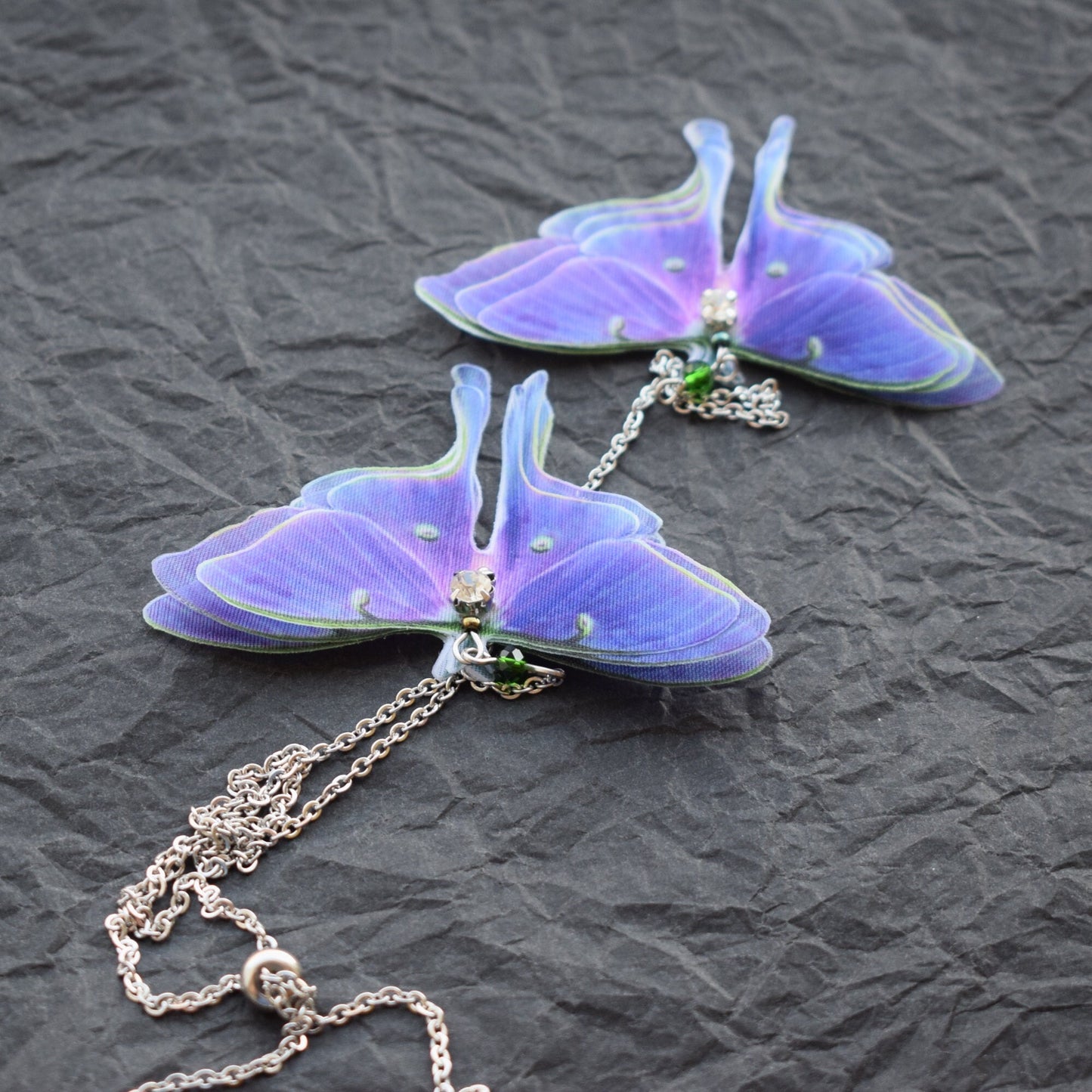 Purple Luna Moth Backdrop Necklace