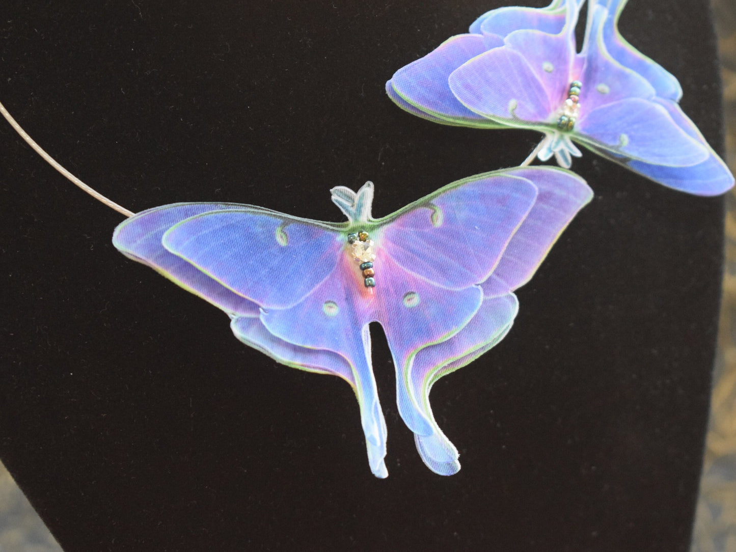 Purple Luna Moth choker necklace