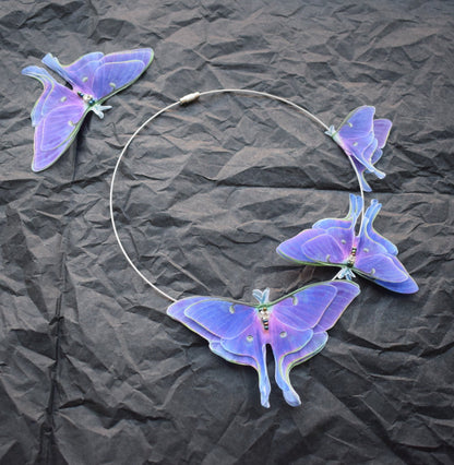 Purple Luna Moth choker necklace