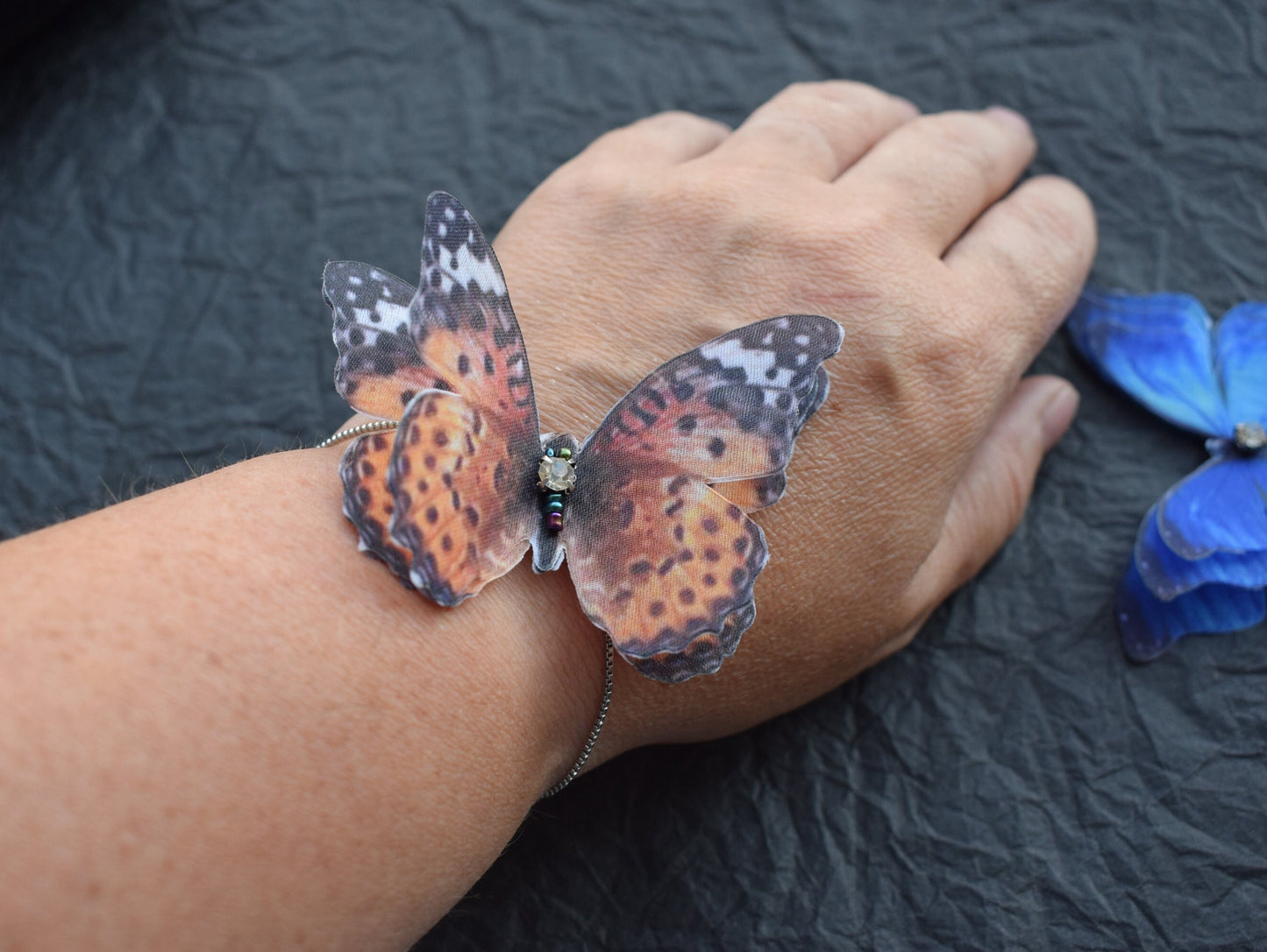 Silk butterfly adjustable bracelet