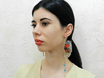 Silk Bright butterflies wings drop earrings