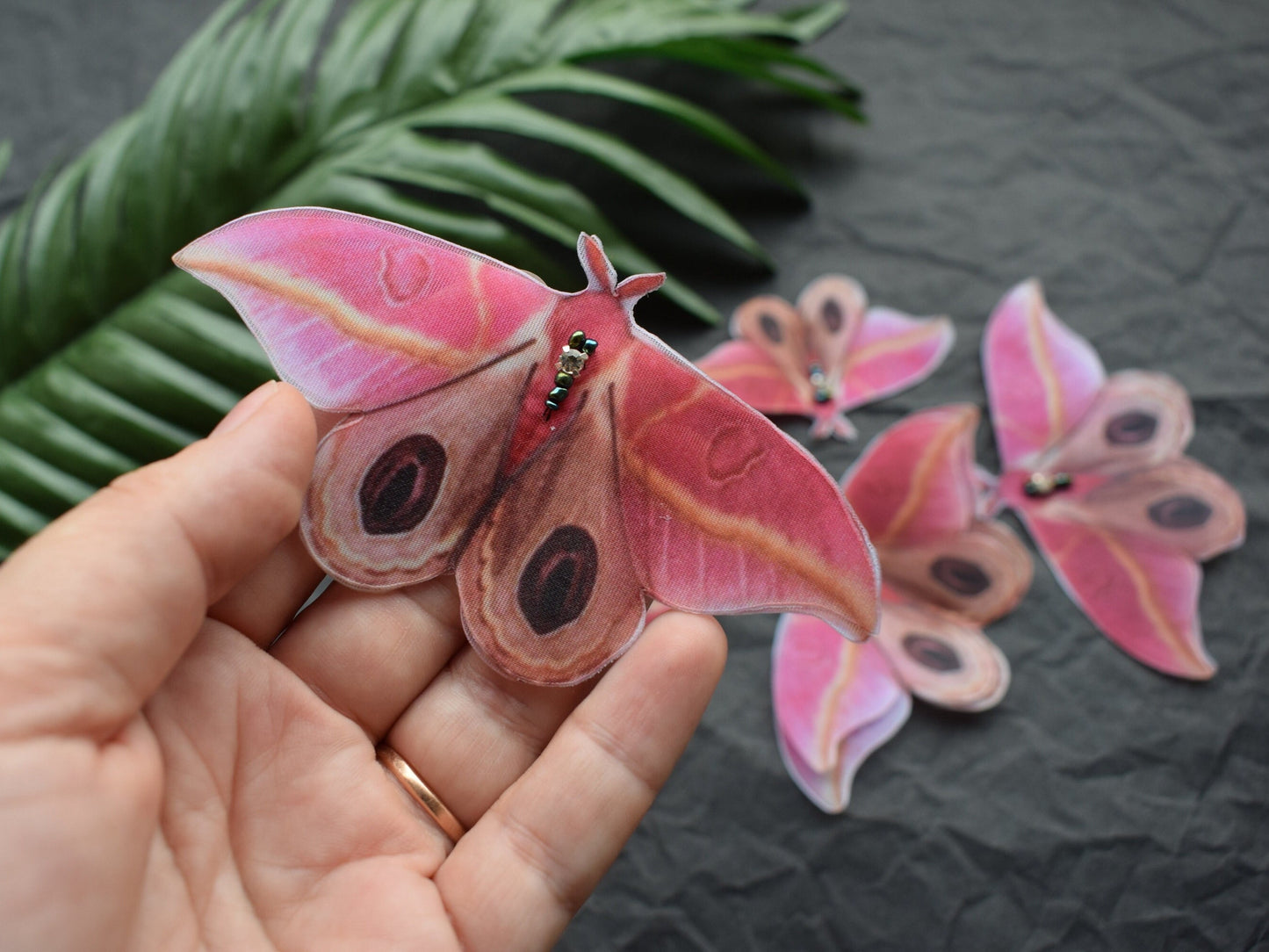 Silk Pink Moth hair accessories