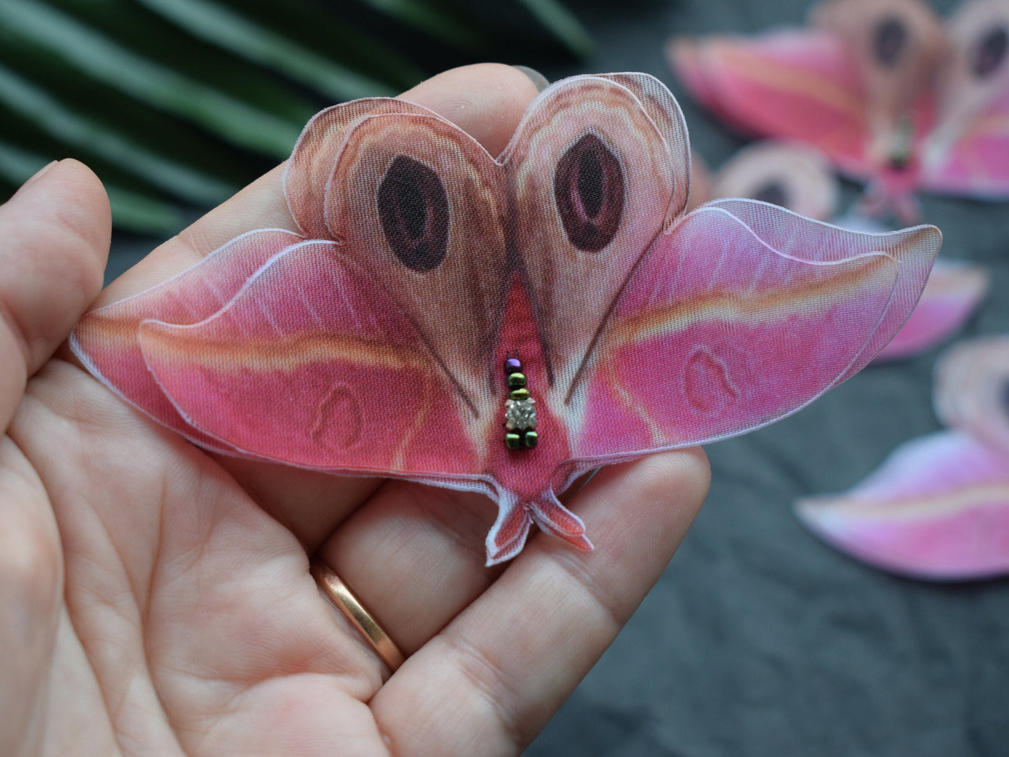 Silk Pink Moth hair accessories