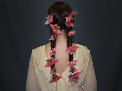 Silk Pink Moth hair accessories