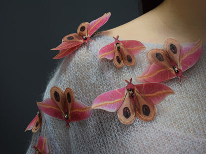 Silk Pink Moth hair accessories