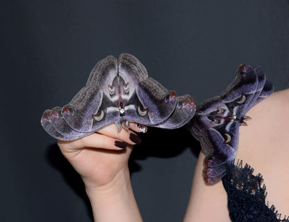 Dark Lunar Emperor Moth Hair Clips or Brooch