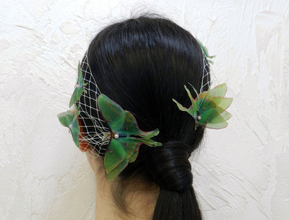 Luna moth bridal birdcage veil