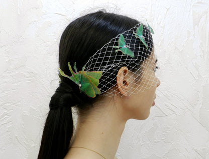 Luna moth bridal birdcage veil