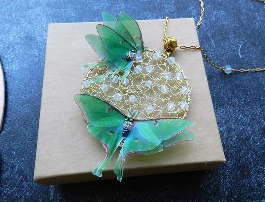 Luna moth pendant necklace