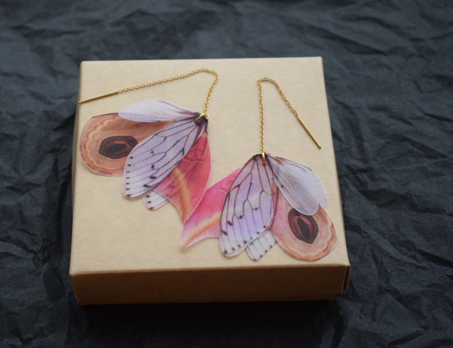 Pink maple silk moth butterfly hair piece accessories