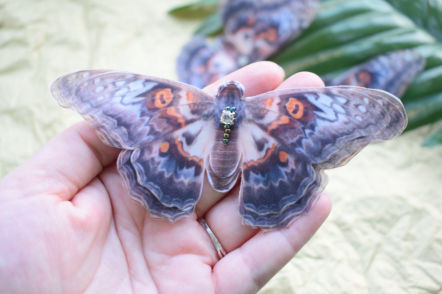 Brown Butterfly Silk Hair Clips