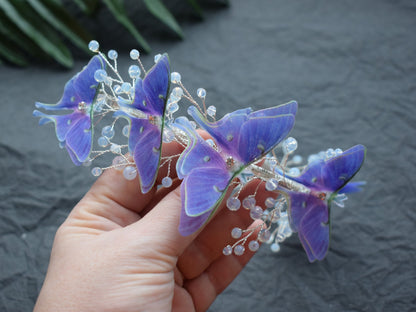 Silk Luna moth headband moonstone crystals and gold wire